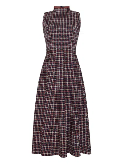 Cara Cara Brice Checked Mock-neck Midi Dress In Brown