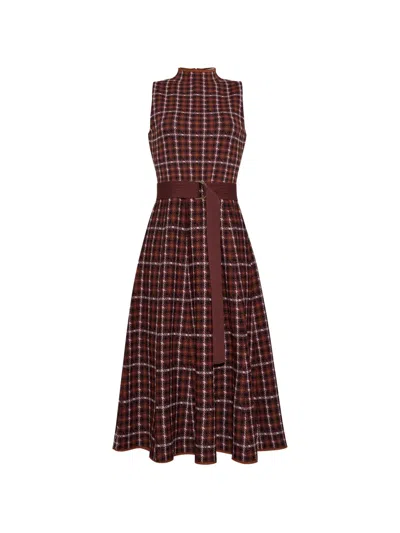 Cara Cara Brice Check-print Belted Midi Dress In Multi