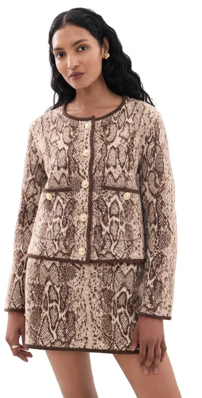 Cara Cara Bristol Wool Cardigan Oatmeal Snake In Brown