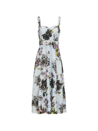 Cara Cara Calypso Bustier Floral-print Midi Dress In Blue