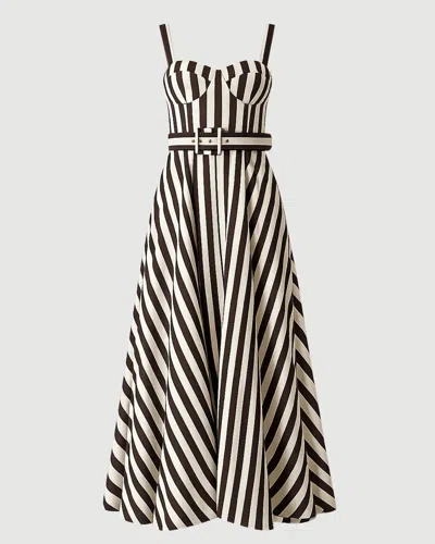 Cara Cara Calypso Striped Bustier Midi Dress In White