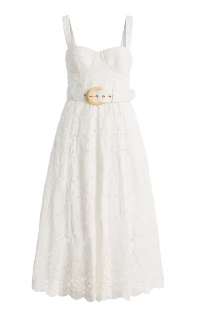 Cara Cara Calypso Eyelet Cotton Midi Dress In White