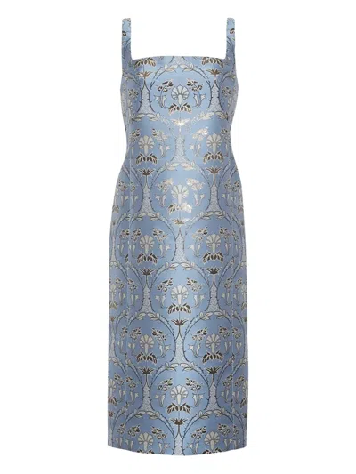 Cara Cara Carlie Floral-patterned Square-neck Dress In Blue