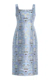 Cara Cara Carlie Jacquard Midi Dress In Blue