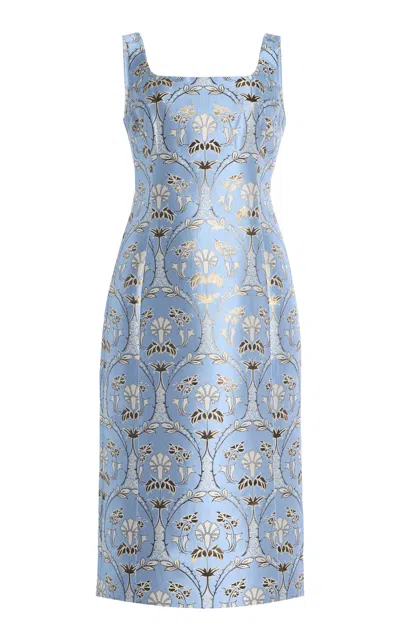 Cara Cara Carlie Jacquard Midi Dress In Blue