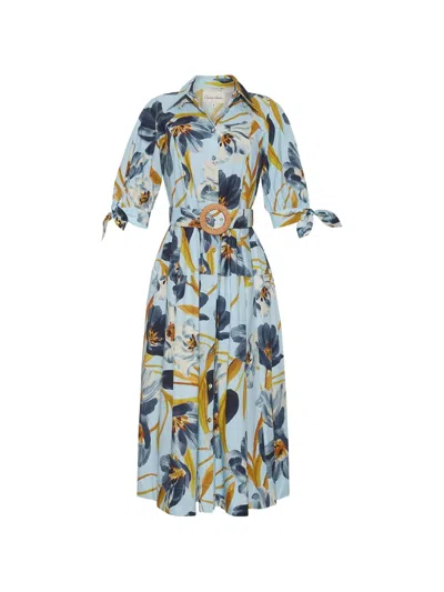 Cara Cara Caro Printed Short-sleeve Midi Dress In Multi