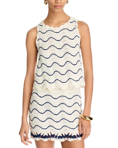 Cara Cara Casey Scalloped Crochet Top In Midnight Wave
