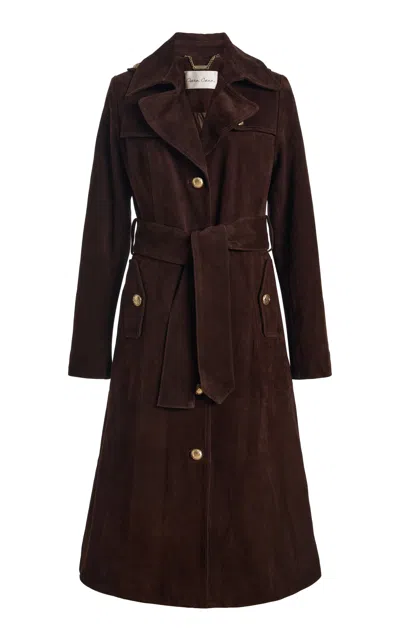 Cara Cara Charlie Lamb Suede Trench Coat In Brown