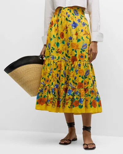 Cara Cara Chase Double-tiered Skirt In Yellow