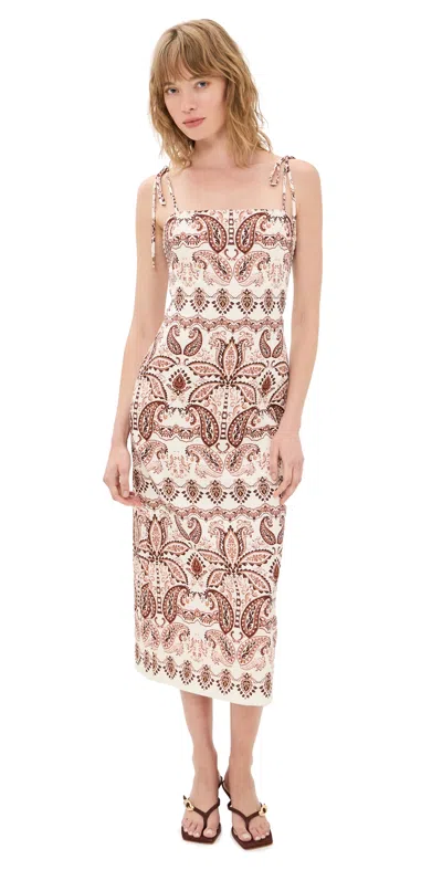 Cara Cara Chelsea Dress Palm Paisley Ivory In Brown