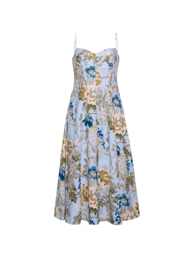 Cara Cara Cherry Floral-print Day Dress In Blue