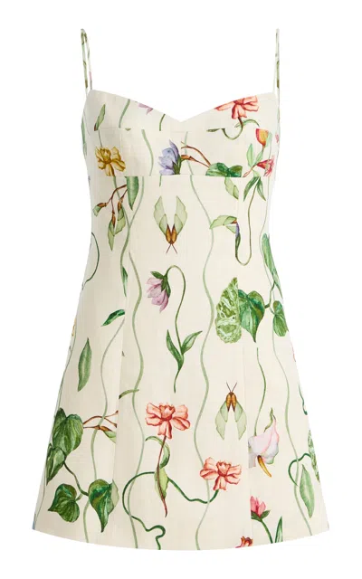 Cara Cara Cherry Linen Mini Dress In White