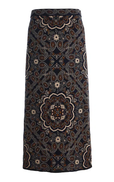 Cara Cara Clara Wool-cotton Maxi Skirt In Navy