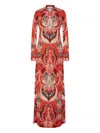 Cara Cara Clarence Shirt-collar Printed Maxi Dress In Red