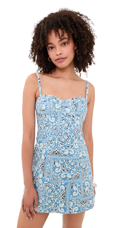 Cara Cara Claudine Mini Dress Heart Tile Cornflower In Blue