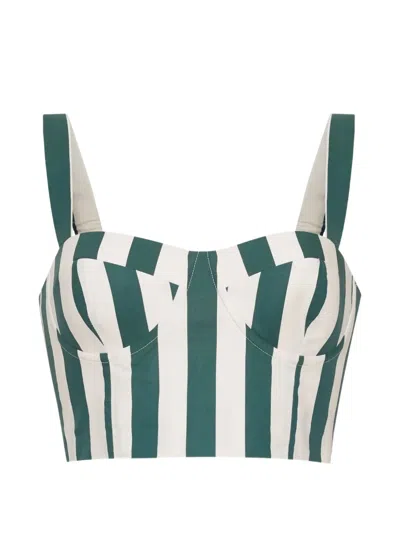 Cara Cara Claudine Striped Top In Green