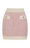 Cara Cara Cleobelle Cable-knit Cotton-cashmere Mini Skirt In Pink