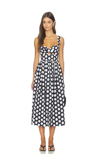 Cara Cara Clover Polka-dot Midi Dress In Blue