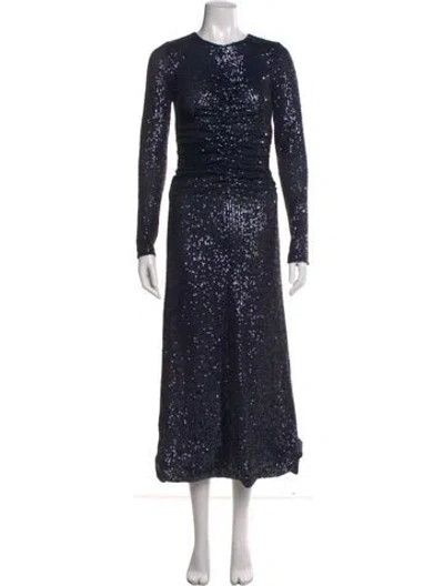 Pre-owned Cara Cara Crew Neck Long Dress In Blue
