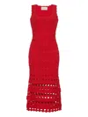 Cara Cara Joan Crochet Scoop Neck Midi Dress In Red