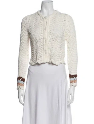 Pre-owned Cara Cara Crochet Patterned Jacket W/ Tags In White