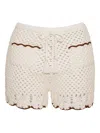 Cara Cara Crochet Scallop-trim Short Shorts In White