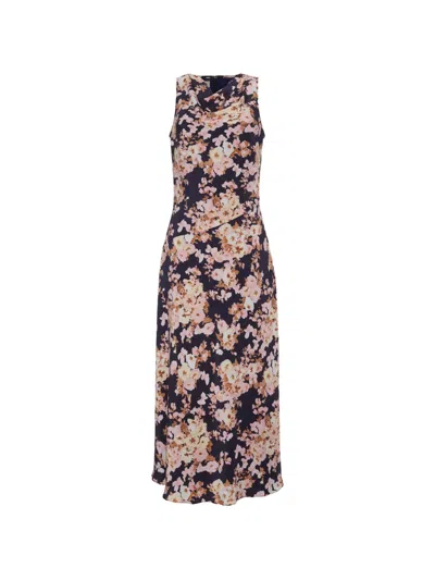 Cara Cara Crystal Floral-pattern Midi Dress In Blue