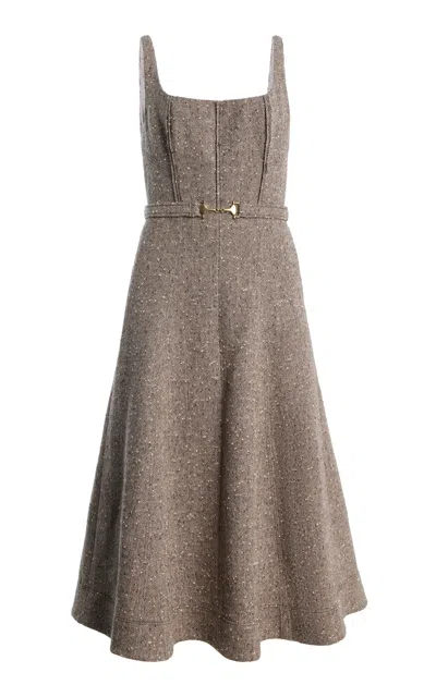 Cara Cara Dalia Midi Wool Dress In Brown