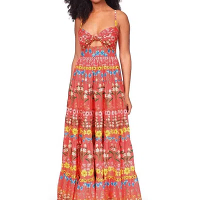 Cara Cara Delilah Tiered Floral-print Cotton-poplin Maxi Dress In Coral |  ModeSens