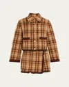 Cara Cara Delilah Plaid Merino Cardigan In Brown
