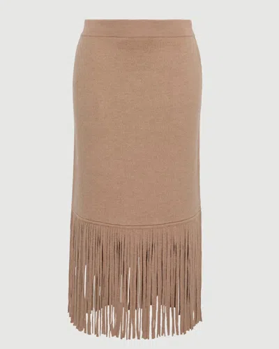 Cara Cara Delphi Fringe-trimmed Midi Skirt In Brown