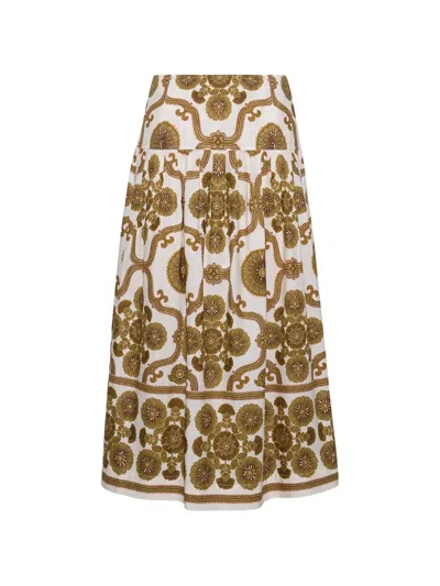 Cara Cara Diya Floral-print Midi Skirt In Brown