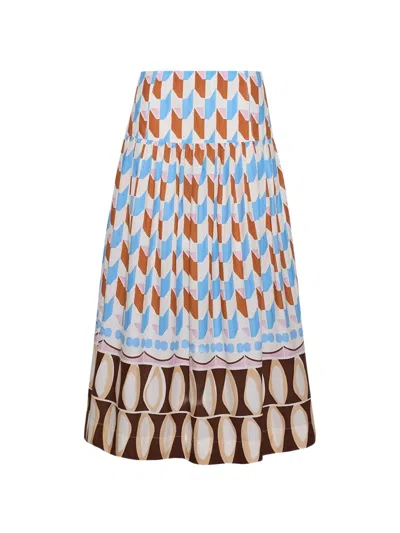 Cara Cara Diya Geometric-print Maxi-skirt In Blue