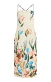 Cara Cara Dria Floral Linen Midi Dress In Gold