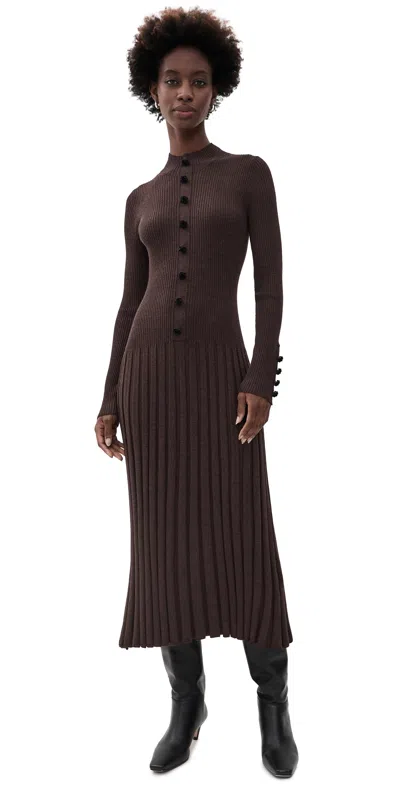 Cara Cara Easton Ribbed-knit Midi Dress In Brown