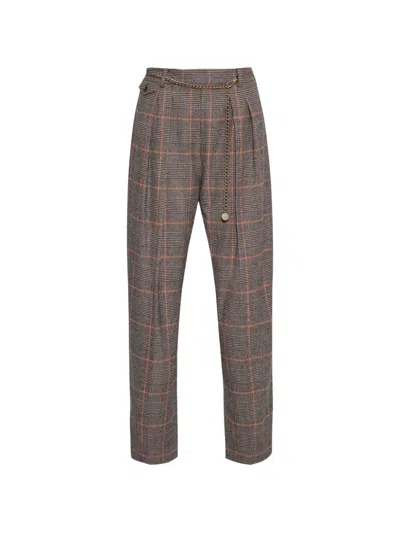 Cara Cara Emerson Plaid Chain-link Trousers In Multi