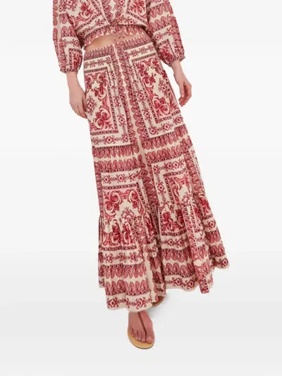 Cara Cara Emilia Hudson Scarf Egret Tiered Skirt In Brown