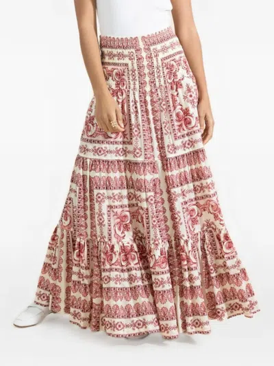 Cara Cara Emilia Tiered Floral-print Maxi Skirt In Neutral