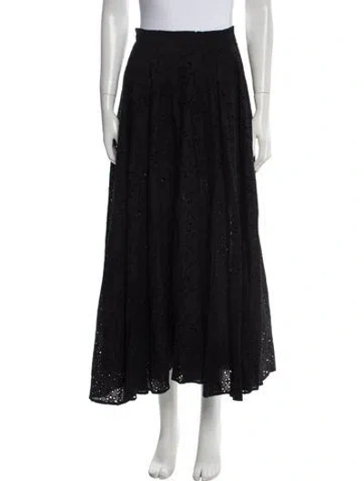 Pre-owned Cara Cara Eyelet Trim Midi Length Skirt In Black