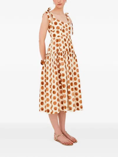 Cara Cara Faiza Printed Tie-strap Dress In Brown