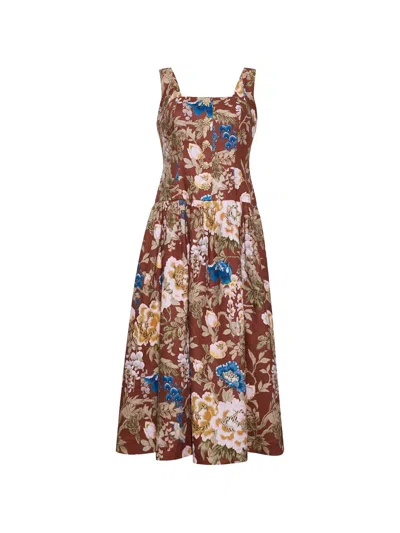 Cara Cara Feliz Floral-print Midi Dress In Multi