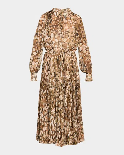 Cara Cara Finch Drawstring-waist Midi Dress In Brown