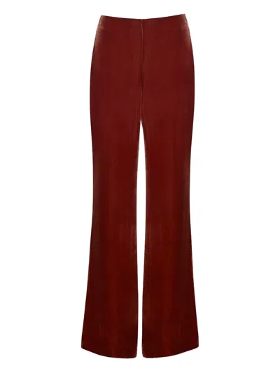 Cara Cara Firenze Velvet Flared Trousers In Red