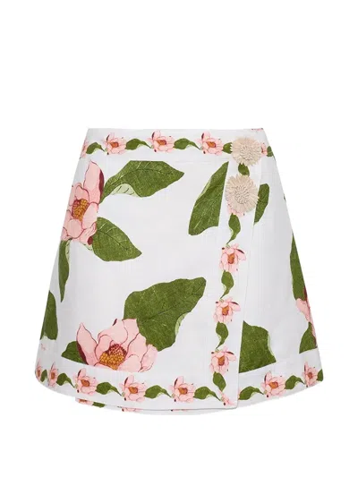 Cara Cara Fischer Floral-print Mini Skirt In White