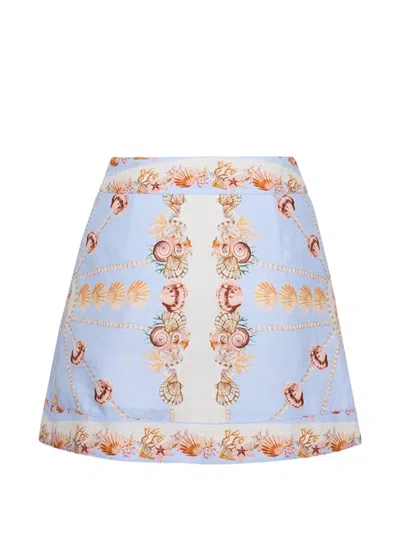 Cara Cara Fischer Seashell-print Mini Skirt In Blue