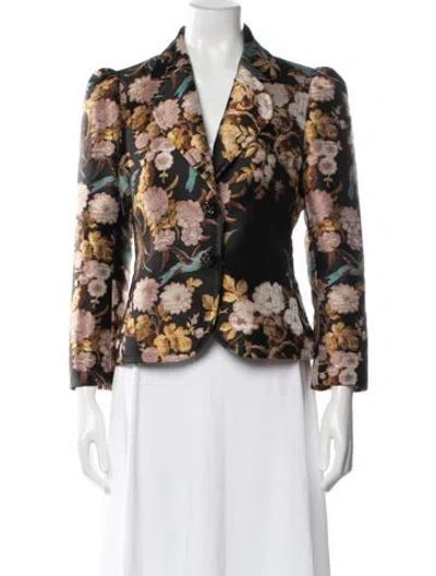 Pre-owned Cara Cara Floral Print Blazer In Black