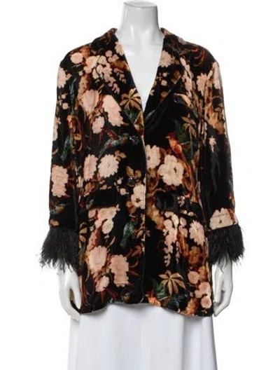 Pre-owned Cara Cara Floral Print Blazer In Orange