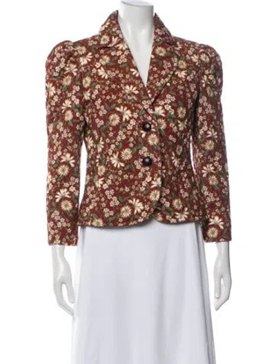 Pre-owned Cara Cara Floral Print Blazer W/ Tags In Red