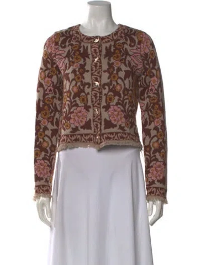 Pre-owned Cara Cara Floral Print Crew Neck Sweater In Multi