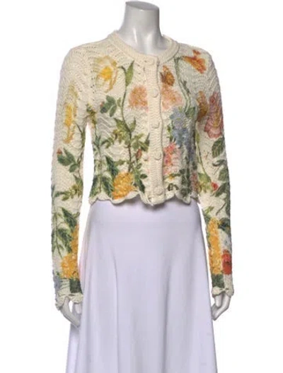 Pre-owned Cara Cara Floral Print Crew Neck Sweater In Neutral